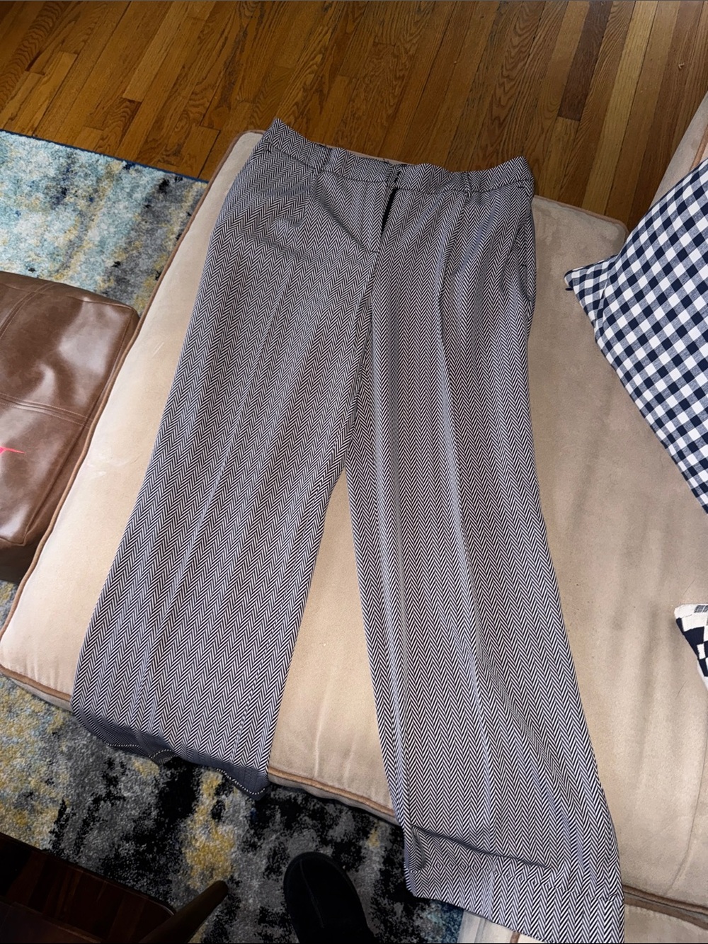 Jones New York Black & White Chevron Wide-Leg Dress Pants